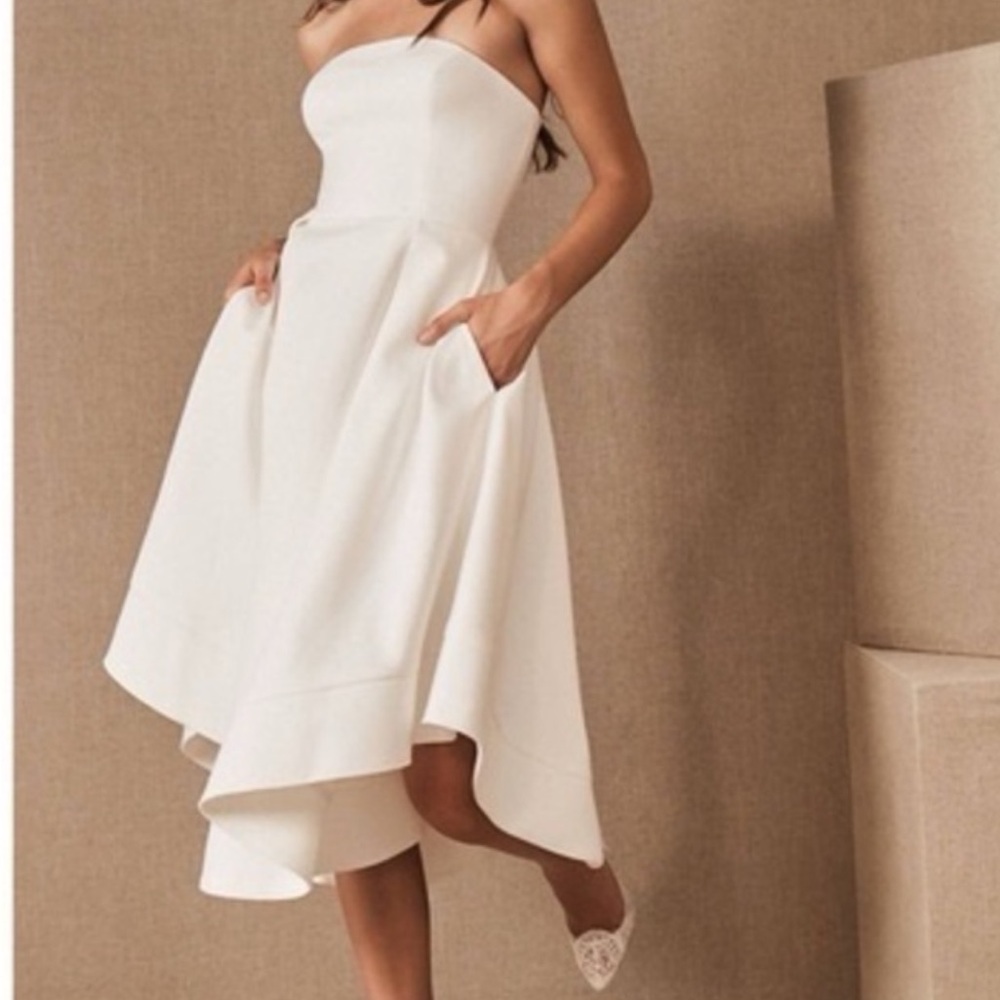Anthropologie Elegant White Strapless Wedding Dress